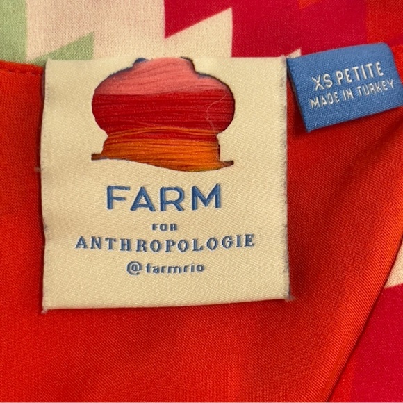 Farm Rio Floral Red Dress Anthropologie Red and White Geometric Dress XS petite - Picture 9 of 13